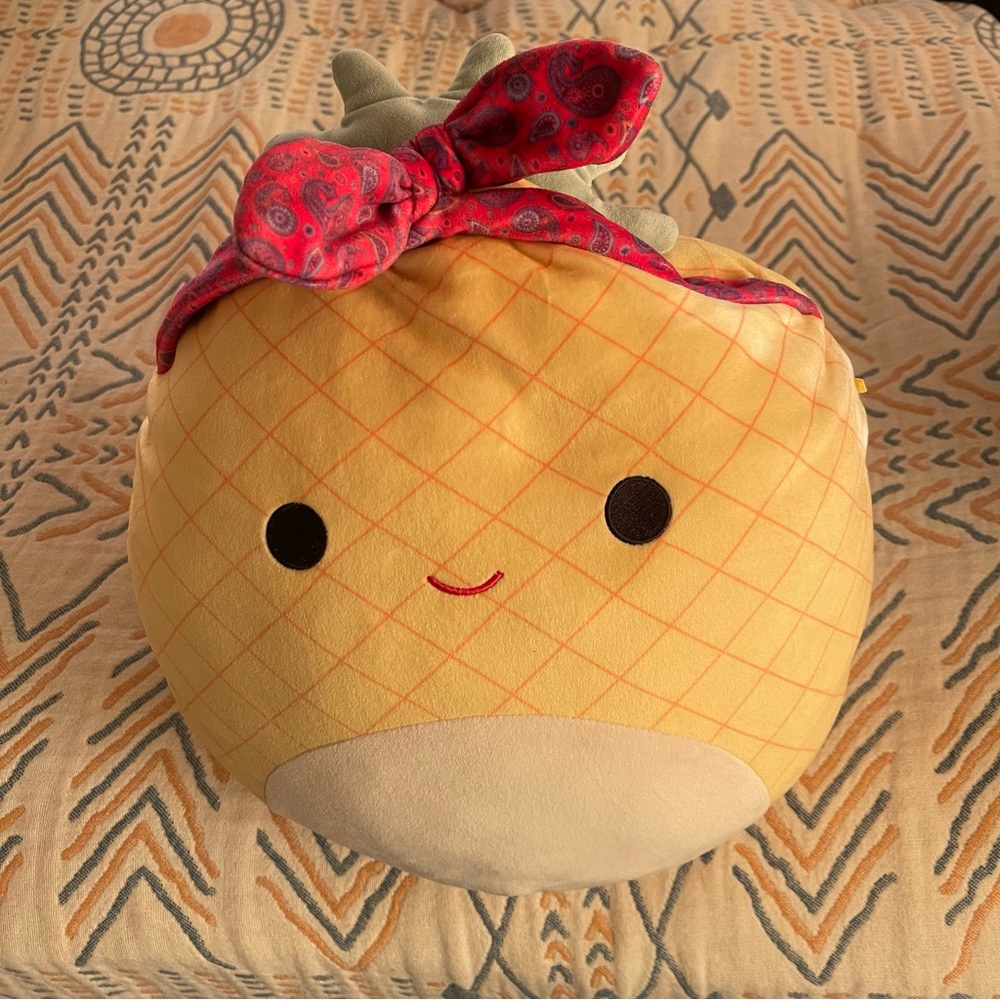 Squishmallows Yellow Pineapple Plush with Red Bandana